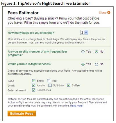Figure 1: TripAdvisor's Flight Search Fee Estimator